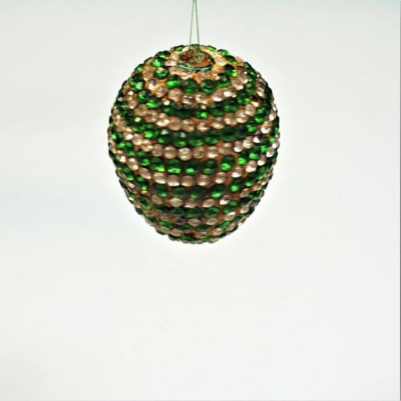 Christmas Ornament Sequined Jeweled Egg Vintage Tree Decoration - Picture 4 of 7